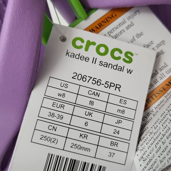 NWT CROCS Kadee II Sandals Womens 8 Orchid Light Purple Comfort Water Shoes - Picture 4 of 4